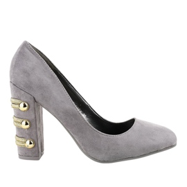 Gray suede high heels DD59P grey