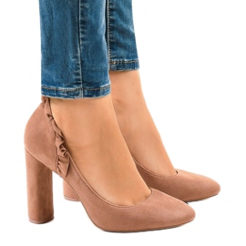 Pink suede high heels LE037P