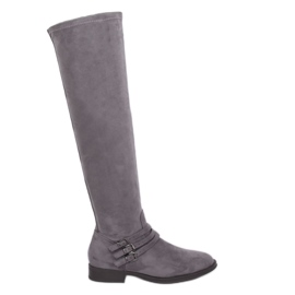 Gray suede leather boots K1807811 Gris grey