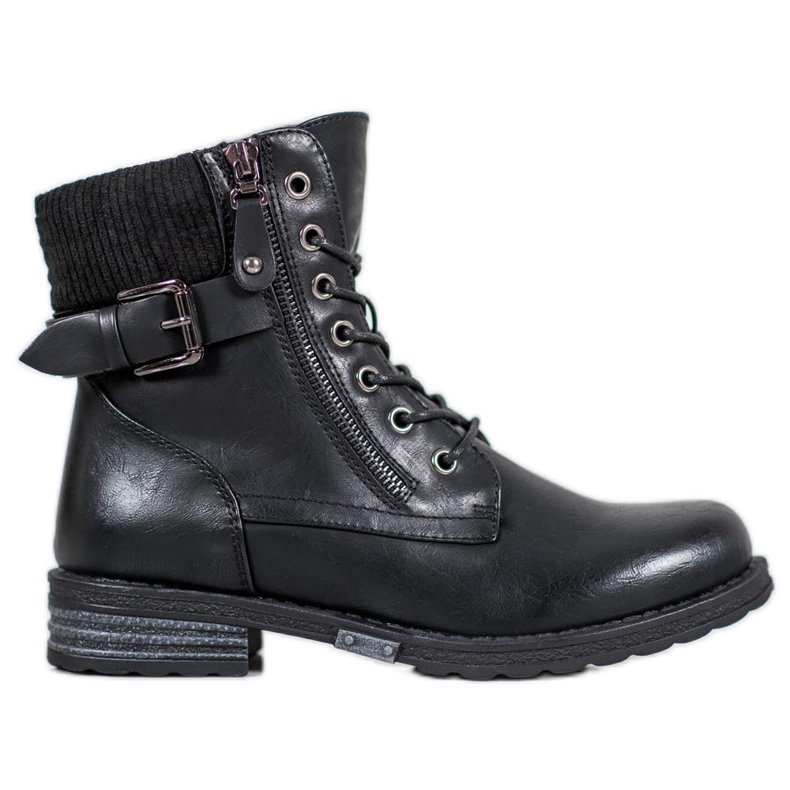 J. Star Lace-up boots with eco leather black