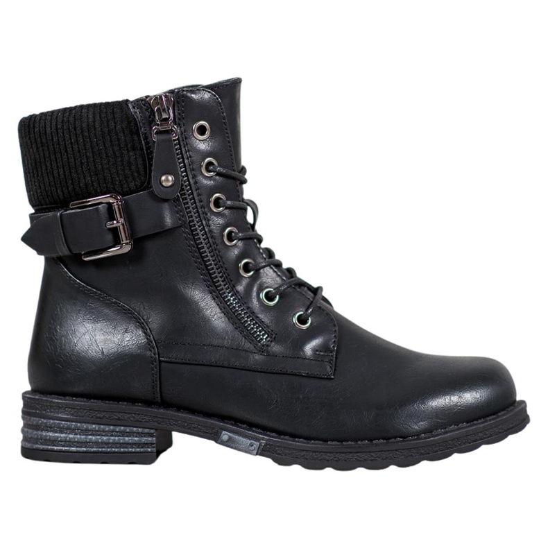 J. Star Lace-up boots with eco leather black
