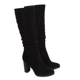 Classic black high-heeled boots QQ-08 Black