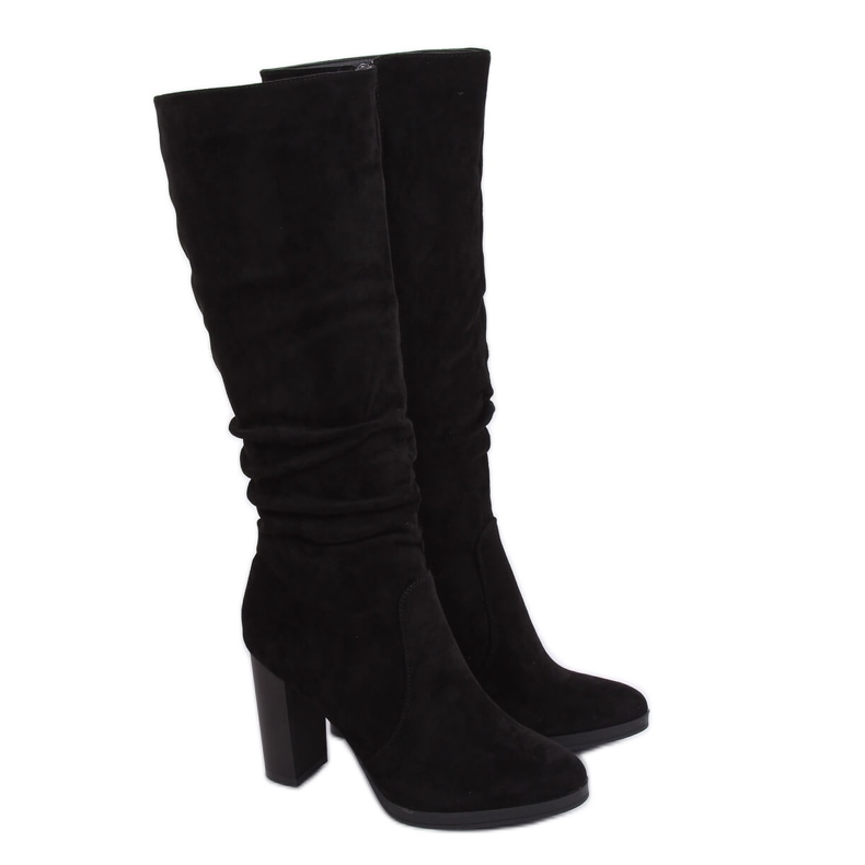 Classic black high-heeled boots QQ-08 Black