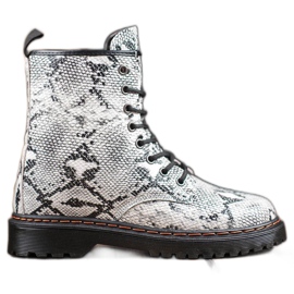 SHELOVET Eco Leather Workers Snake Print white