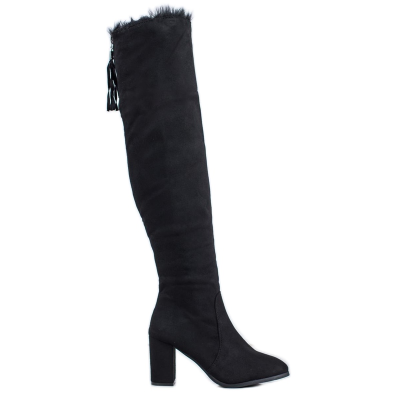 SHELOVET Suede Boots With Fur black