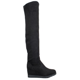 SHELOVET Suede Wedge Boots black
