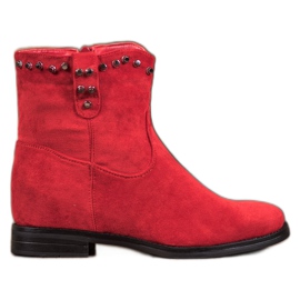 Ideal Shoes Warm cowboy boots with jets red