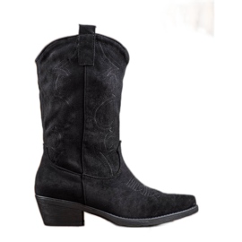 Seastar Slip-on cowboy boots with a pattern black