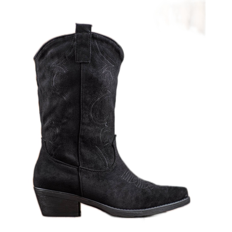 Seastar Slip-on cowboy boots with a pattern black