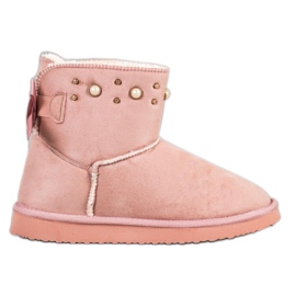 Bella Star Suede Mukluki With Beads pink