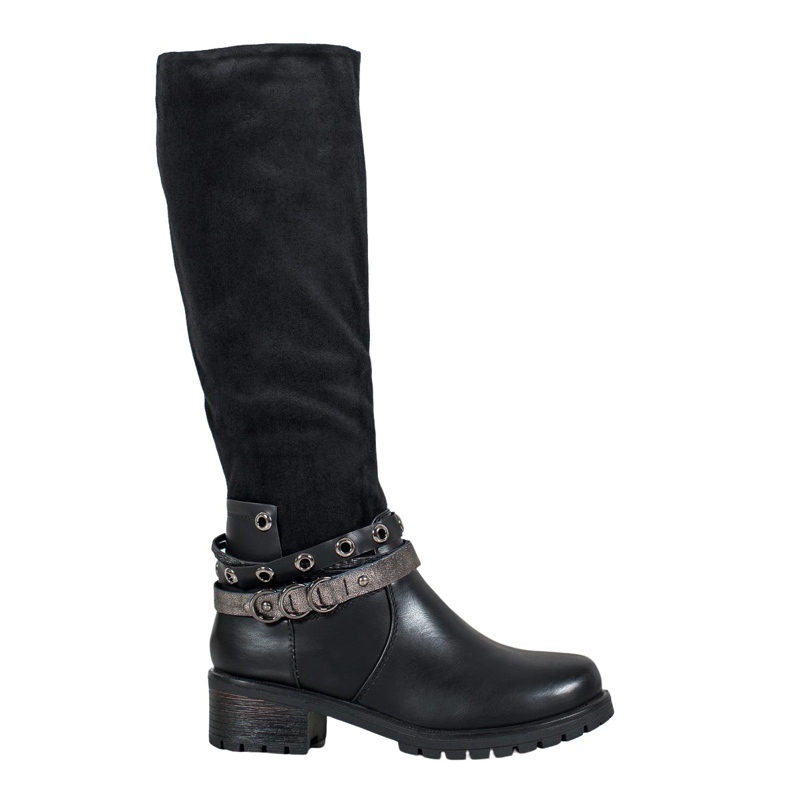 SHELOVET Boots With Rhinestones black