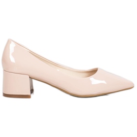 VINCEZA lacquered pumps beige