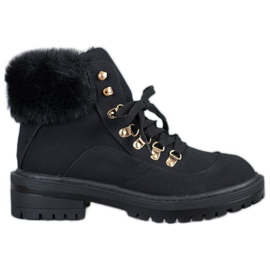 Textile boots with fur VICES black