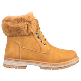 SHELOVET Camel Trappers With Fur brown