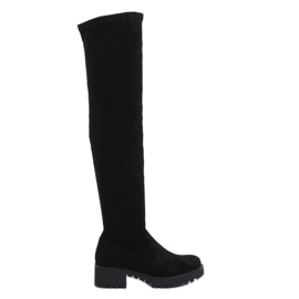 Black suede thigh boots 8056-GG Black