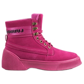 Yes Mile Fashion tied ankle boots pink