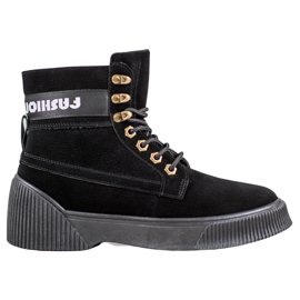 Yes Mile Fashion tied ankle boots black
