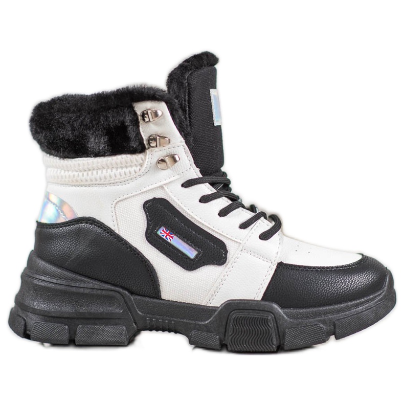 Yes Mile Sneakers With Fur white black