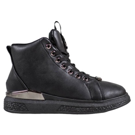SHELOVET Lace-up boots with glitter black