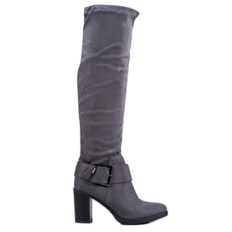 Super Mode Elegant Boots With Buckle grey