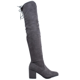 SHELOVET Comfortable high-heeled boots grey