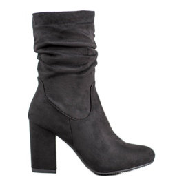 Kayla High Booties On A Post black Kayla High Booties On A Post black