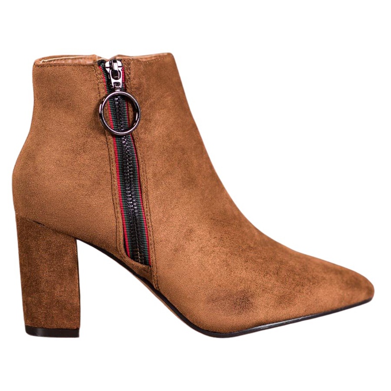 Small Swan Suede Booties With A Zipper brown
