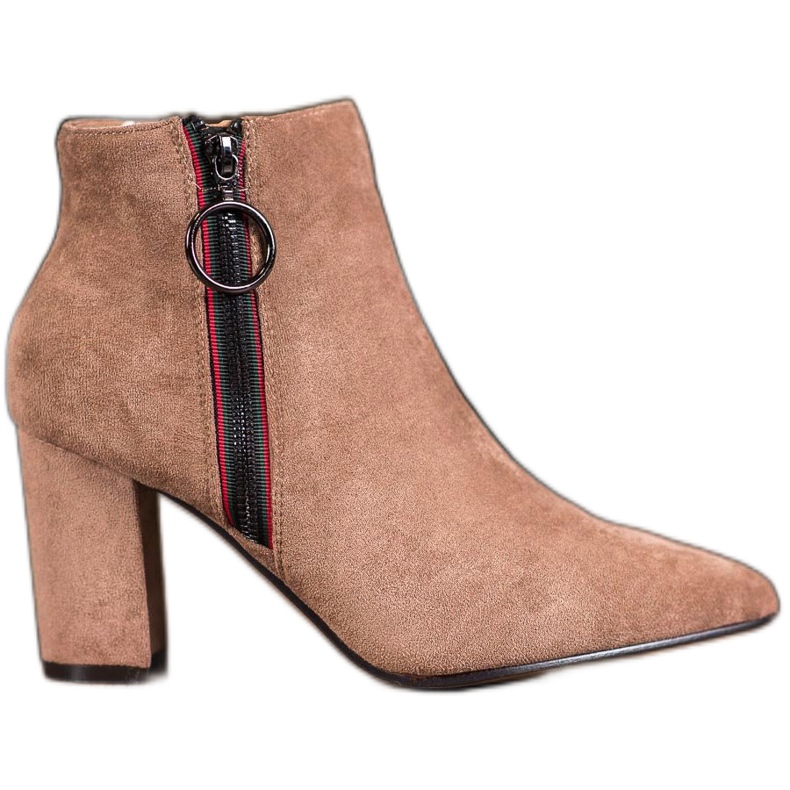 Small Swan Suede Booties With A Zipper beige