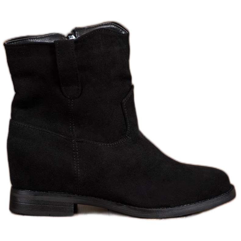 Ideal Shoes Warm cowboy boots on a wedge black