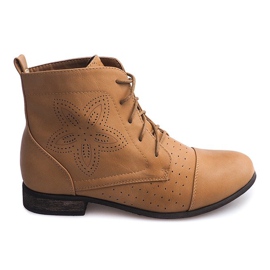 Openwork Lace-Up Boots 248 Camel brown