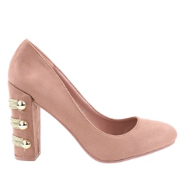 Pink suede high heels DD59P