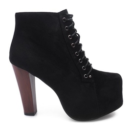 Suede Solid Boots On Heel B753 Black