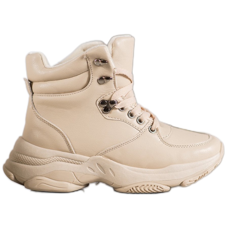 Ideal Shoes Eco leather sneakers brown Ideal Shoes Eco leather sneakers brown