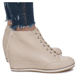 Beige Wedge Sneakers with Capucine Zipper