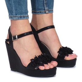 Black Allane wedge sandals