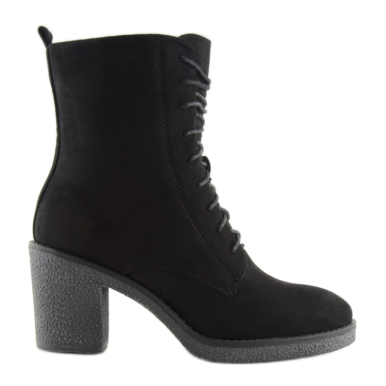 Black lace-up high-heeled boots 3638 Black Ii Genre