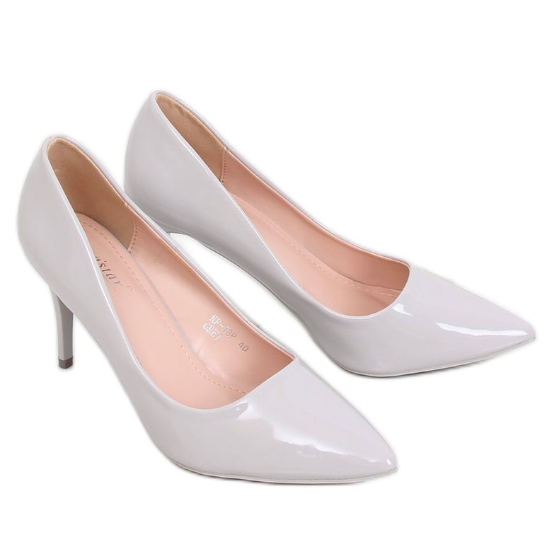 Pumps on a gray NF-48P Gray lacquered heel grey