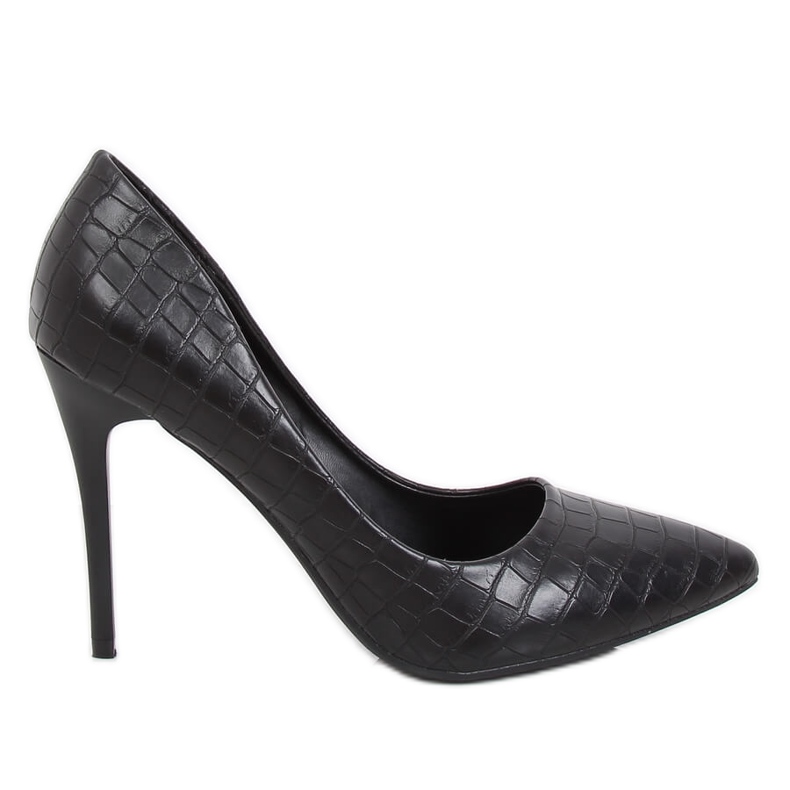 Black women's high heels snake skin GG-81P Black
