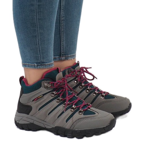 Gray women's trekking shoes FS302-33 black grey