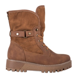 SHELOVET Lace-up boots with sheepskin brown SHELOVET Lace-up boots with sheepskin brown