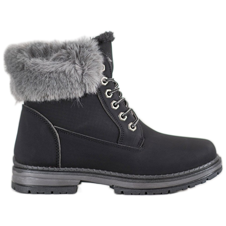 SHELOVET Black Trappers With Fur