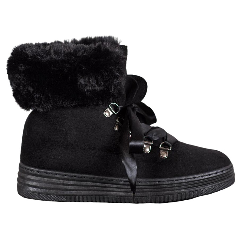 Queen Vivi Lace-up Booties With Fur black