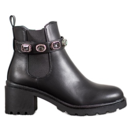 Forever Folie Chelsea boots with decorative belt black