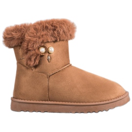 SHELOVET Snow boots with pearls brown