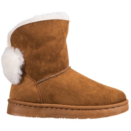Bella Paris Snow Boots With Pompoms brown
