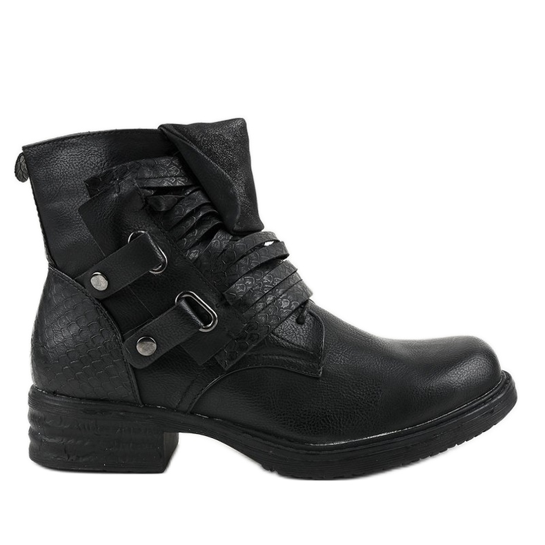 Black flat insulated boots FM563
