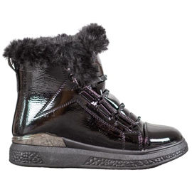 Bella Paris Lacquered snow boots black