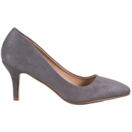 SHELOVET Gray Suede Pumps grey