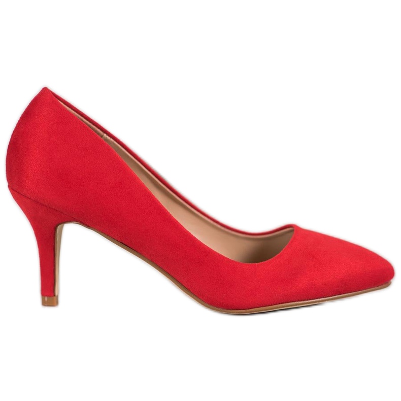 SHELOVET Red Suede Pumps