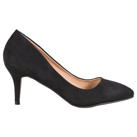 SHELOVET Black Suede Pumps
